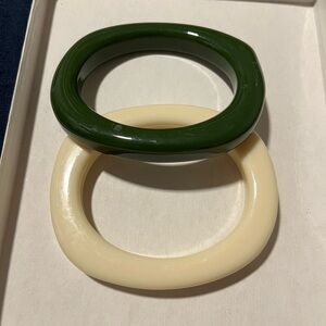 Green and Cream Bangle Set